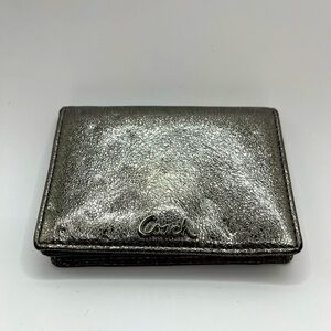 Coach Metallic Silver Leather BiFold Wallet